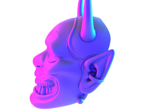 3D Printing Japanese White Oni Painful Hannya Mask toy 3D Model