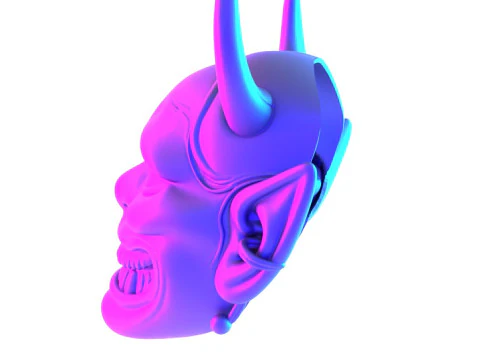 3D Printing Japanese White Oni Painful Hannya Mask toy 3D Model