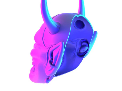 3D Printing Japanese White Oni Painful Hannya Mask toy 3D Model