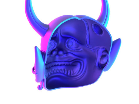 3D Printing Japanese White Oni Painful Hannya Mask toy 3Dモデル