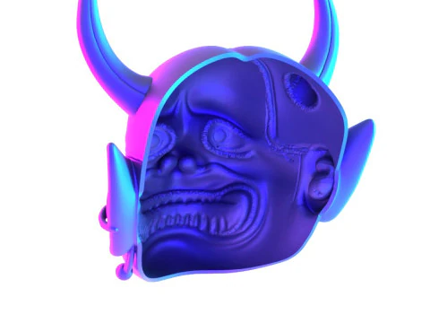 3D Printing Japanese White Oni Painful Hannya Mask toy 3D Model