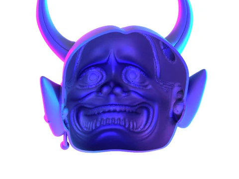 3D Printing Japanese White Oni Painful Hannya Mask toy 3D Model