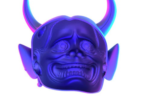 3D Printing Japanese White Oni Painful Hannya Mask toy 3D Model