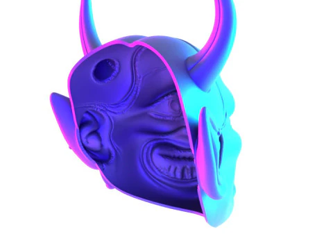 3D Printing Japanese White Oni Painful Hannya Mask toy 3D Model