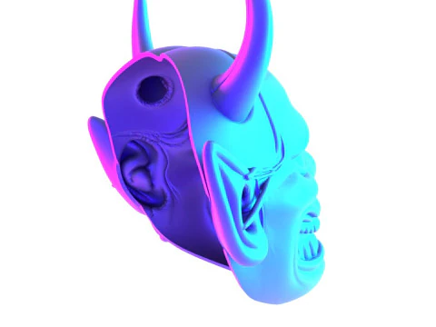 3D Printing Japanese White Oni Painful Hannya Mask toy 3D Model