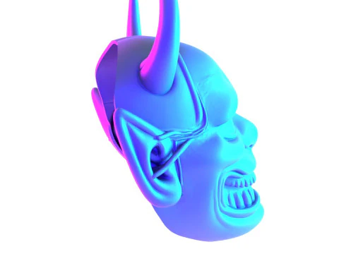 3D Printing Japanese White Oni Painful Hannya Mask toy 3D Model