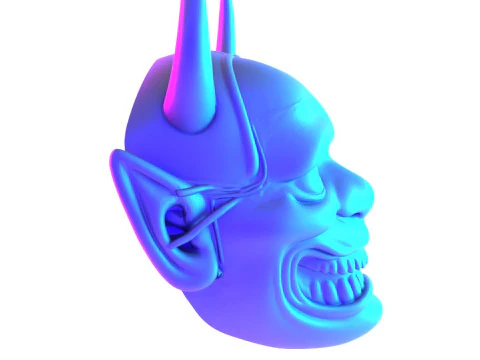3D Printing Japanese White Oni Painful Hannya Mask toy 3D Model