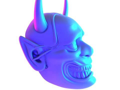 3D Printing Japanese White Oni Painful Hannya Mask toy 3D Model