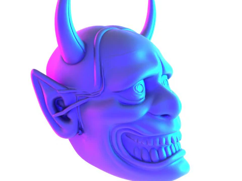 3D Printing Japanese White Oni Painful Hannya Mask toy 3D Model