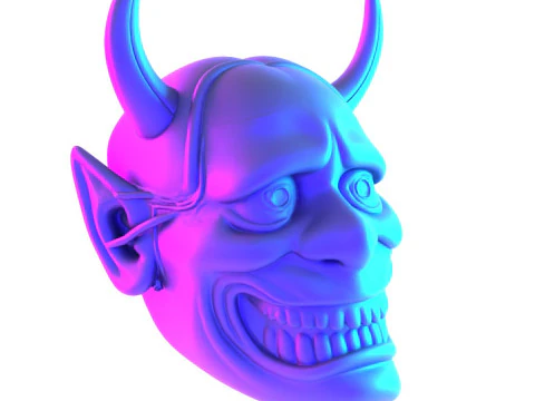 3D Printing Japanese White Oni Painful Hannya Mask toy 3D Model