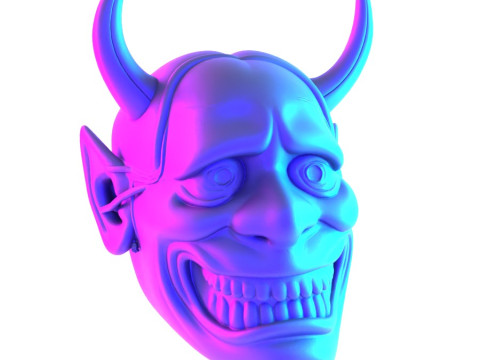 3D Printing Japanese White Oni Painful Hannya Mask toy 3Dモデル