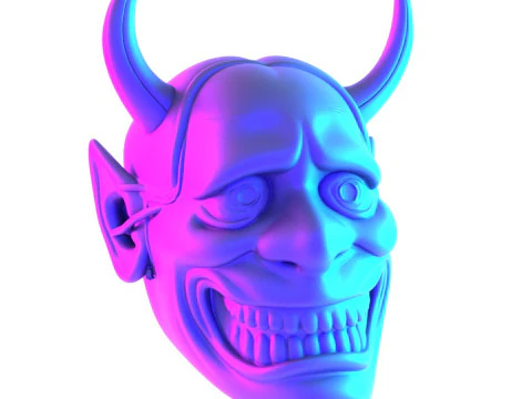 3D Printing Japanese White Oni Painful Hannya Mask toy 3D Model