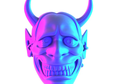 3D Printing Japanese White Oni Painful Hannya Mask toy 3D Model