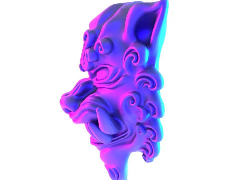 Синяя японская игрушка Oni Flame Fury с 3D-печатью 3D Модель