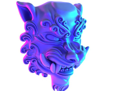 Синяя японская игрушка Oni Flame Fury с 3D-печатью 3D Модель