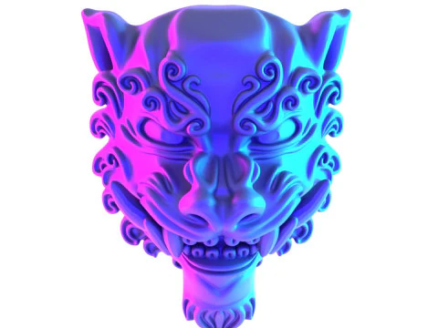 Синяя японская игрушка Oni Flame Fury с 3D-печатью 3D Модель