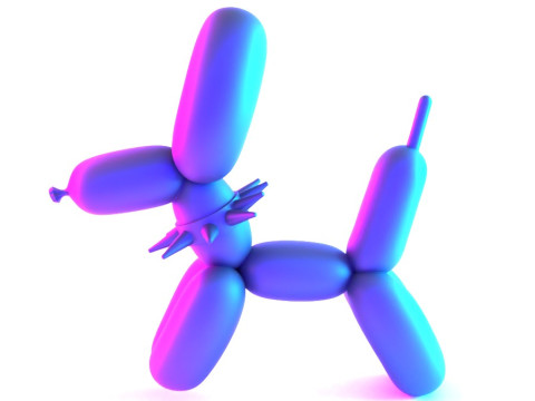 3D Printing Punk Doberman Dog Balloon Decoration Props Second Life toy 3D Model