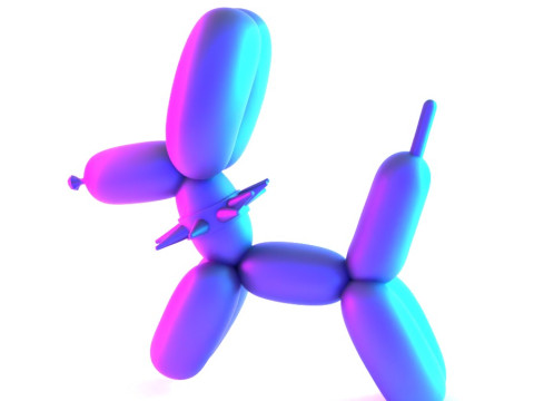 3D Printing Punk Doberman Dog Balloon Decoration Props Second Life toy 3D Model