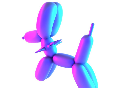 3D Printing Punk Doberman Dog Balloon Decoration Props Second Life toy 3D Model
