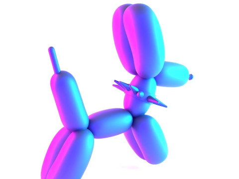 3D Printing Punk Doberman Dog Balloon Decoration Props Second Life toy 3D Model