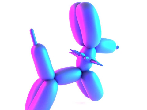 3D Printing Punk Doberman Dog Balloon Decoration Props Second Life toy 3D Model