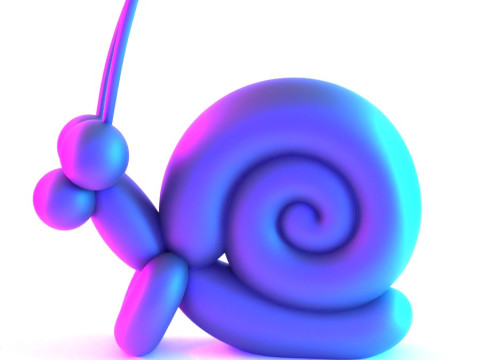 3D Printing Green Snail Balloon Decoration Props Second Life toy 3D Modell