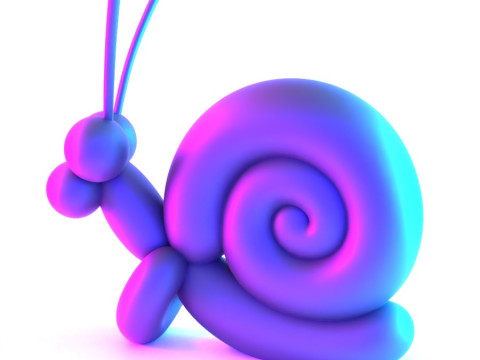 3D Printing Green Snail Balloon Decoration Props Second Life toy 3D Modell