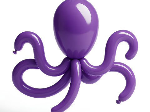 3D Printing Purple Octopus Balloon Decoration Props Second Life toy 3D Model
