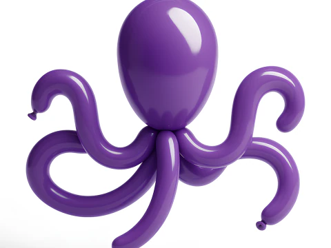 Stampa 3D Decorazione di palloncini di polpo viola Puntelli Giocattolo Second Life Modello 3D