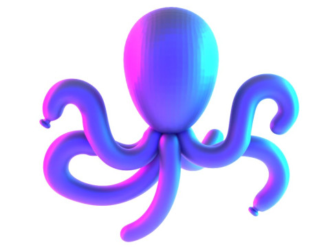 3D Printing Purple Octopus Balloon Decoration Props Second Life toy 3D 모델