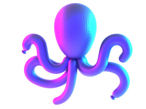 3D Printing Purple Octopus Balloon Decoration Props Second Life toy 3D 모델