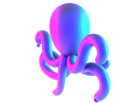 3D Printing Purple Octopus Balloon Decoration Props Second Life toy 3D Model