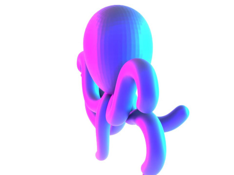 3D Printing Purple Octopus Balloon Decoration Props Second Life toy 3D 모델