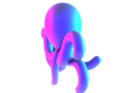 3D Printing Purple Octopus Balloon Decoration Props Second Life toy 3D Model