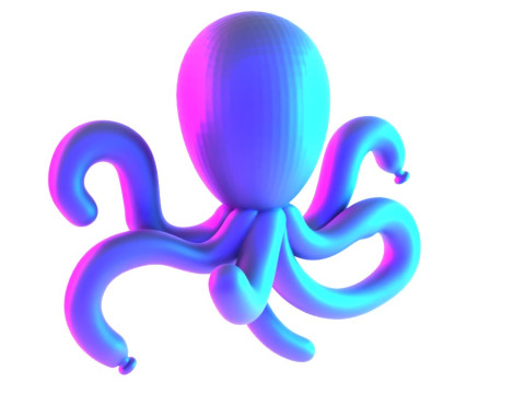 3D Printing Purple Octopus Balloon Decoration Props Second Life toy 3D 모델
