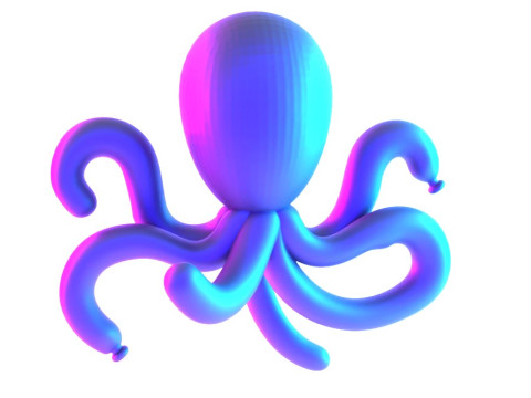3D Printing Purple Octopus Balloon Decoration Props Second Life toy 3D 모델
