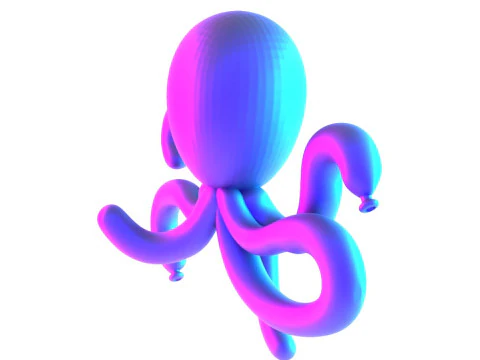 3D Printing Purple Octopus Balloon Decoration Props Second Life toy 3D Model