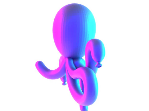 3D Printing Purple Octopus Balloon Decoration Props Second Life toy 3D Model