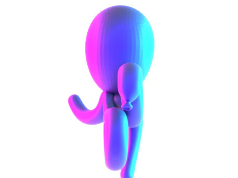 3D Printing Purple Octopus Balloon Decoration Props Second Life toy 3D Model