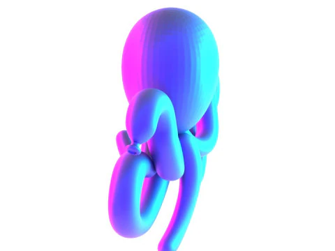 3D Printing Purple Octopus Balloon Decoration Props Second Life toy 3D Model