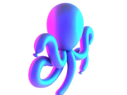3D Printing Purple Octopus Balloon Decoration Props Second Life toy 3D Model