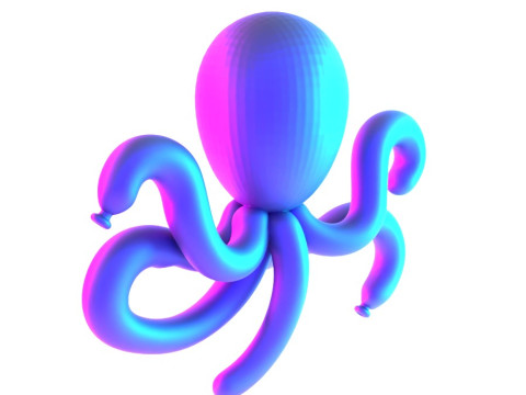 3D Printing Purple Octopus Balloon Decoration Props Second Life toy 3D 모델