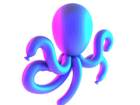 3D Printing Purple Octopus Balloon Decoration Props Second Life toy 3D Model
