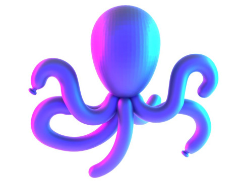 3D Printing Purple Octopus Balloon Decoration Props Second Life toy 3D 모델