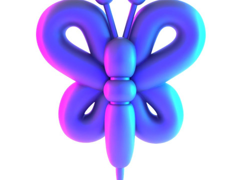 3D Printing Butterfly Pink Wings Balloon Decoration Props Second Life toy 3D Model
