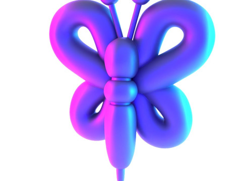 3D Printing Butterfly Pink Wings Balloon Decoration Props Second Life toy 3D Model