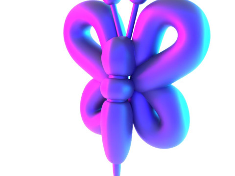 3D Printing Butterfly Pink Wings Balloon Decoration Props Second Life toy 3D Model