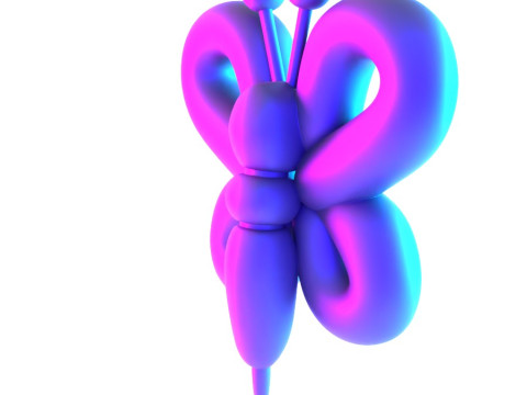 3D Printing Butterfly Pink Wings Balloon Decoration Props Second Life toy 3D Model