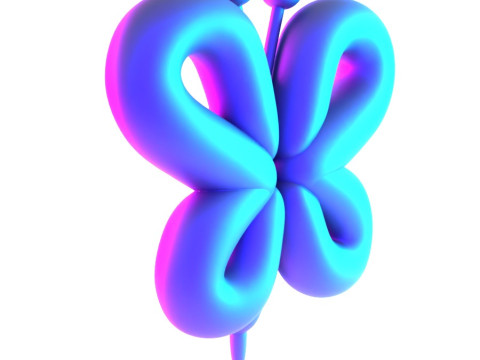 3D Printing Butterfly Pink Wings Balloon Decoration Props Second Life toy 3D Model