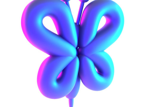 3D Printing Butterfly Pink Wings Balloon Decoration Props Second Life toy 3D Model